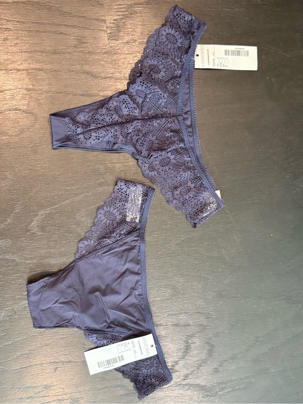 Pair of New Simone Perele Navy Lace Bikini Briefs France Size 2 Small Caressence
